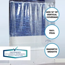 Clear Mildew Resistant Extra Tall PEVA Shower Curtain Liner (70" x 84")