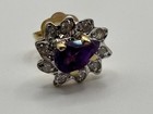 STUNNING 14K Gold Amethyst and Diamond Halo Stud Pierced Earrings — photo 4