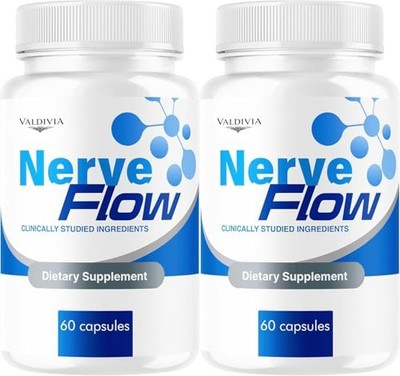 NerveFlow Nerve Support Supplement Capsules Neuropathy Natural 2 Pack 120Ct