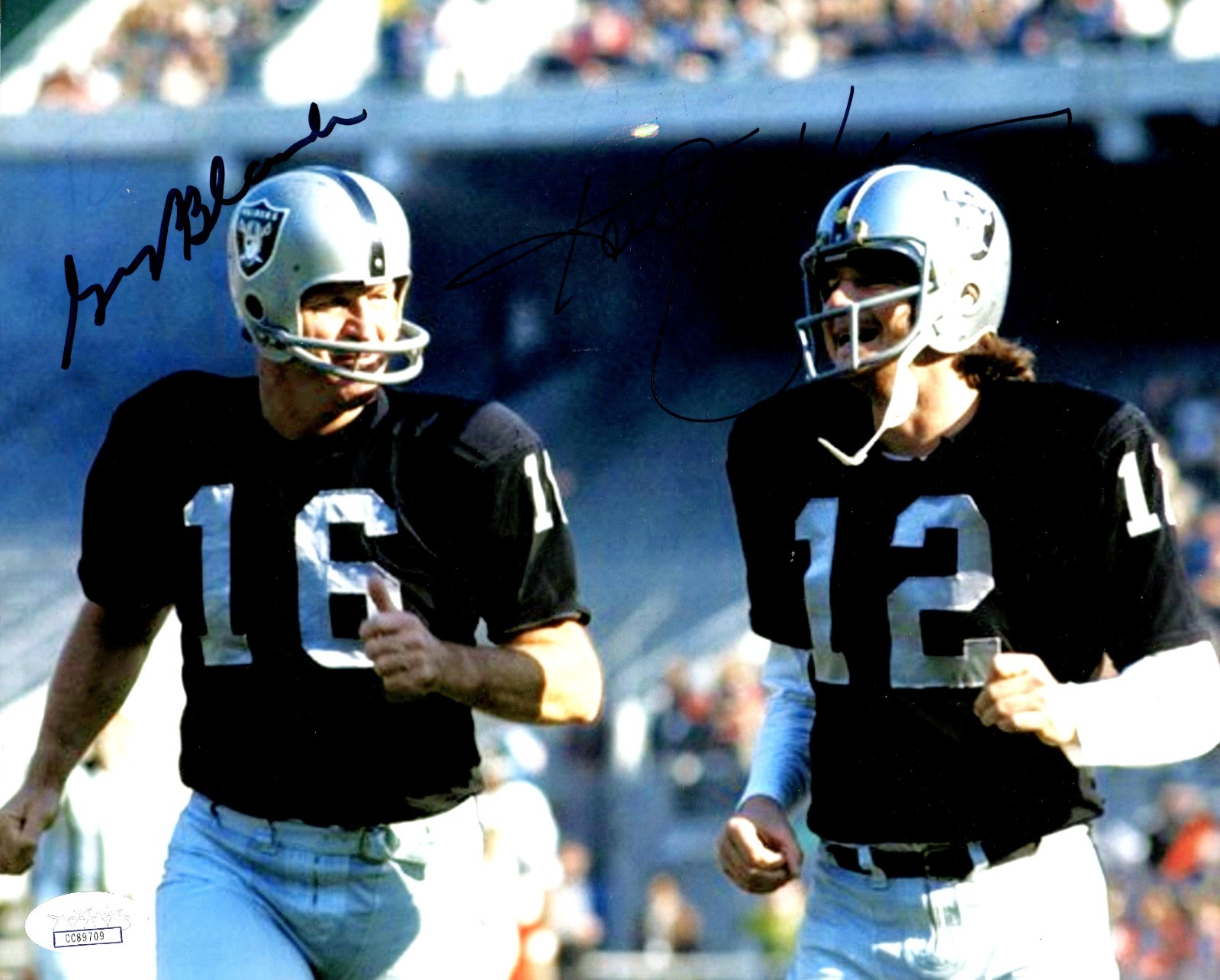 Ken Stabler Autographed Signed Oakland Raiders & George Blanda HOF Raider 8x10 Photo w/JSA COA 