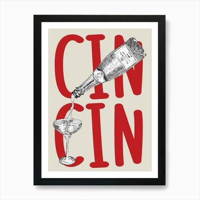 Cin Cin Cheers Champagner Rot Kunst Pr Gerahmtes Wandbild Poster Leinwanddruck Bild