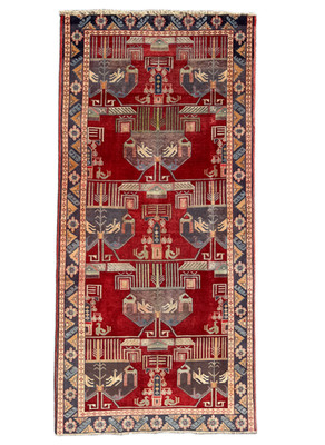 VINTAGE TRIBAL KAZAK TEPPICH HANDGEFERTIGT KAUKASISCH WOLLTEPPICH 10'4'' x 4'10'' SAUBER