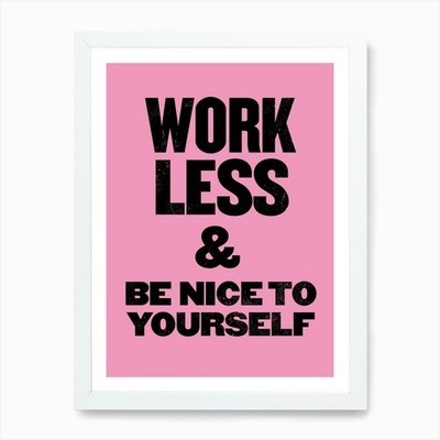 Work Less Letterpress Holzschnitt Pin gerahmt Wandbild Poster Leinwanddruck Bild