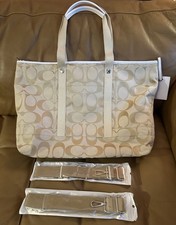 Coach weekender signature travel duffle bag F77295 Taupe Great Cond.
