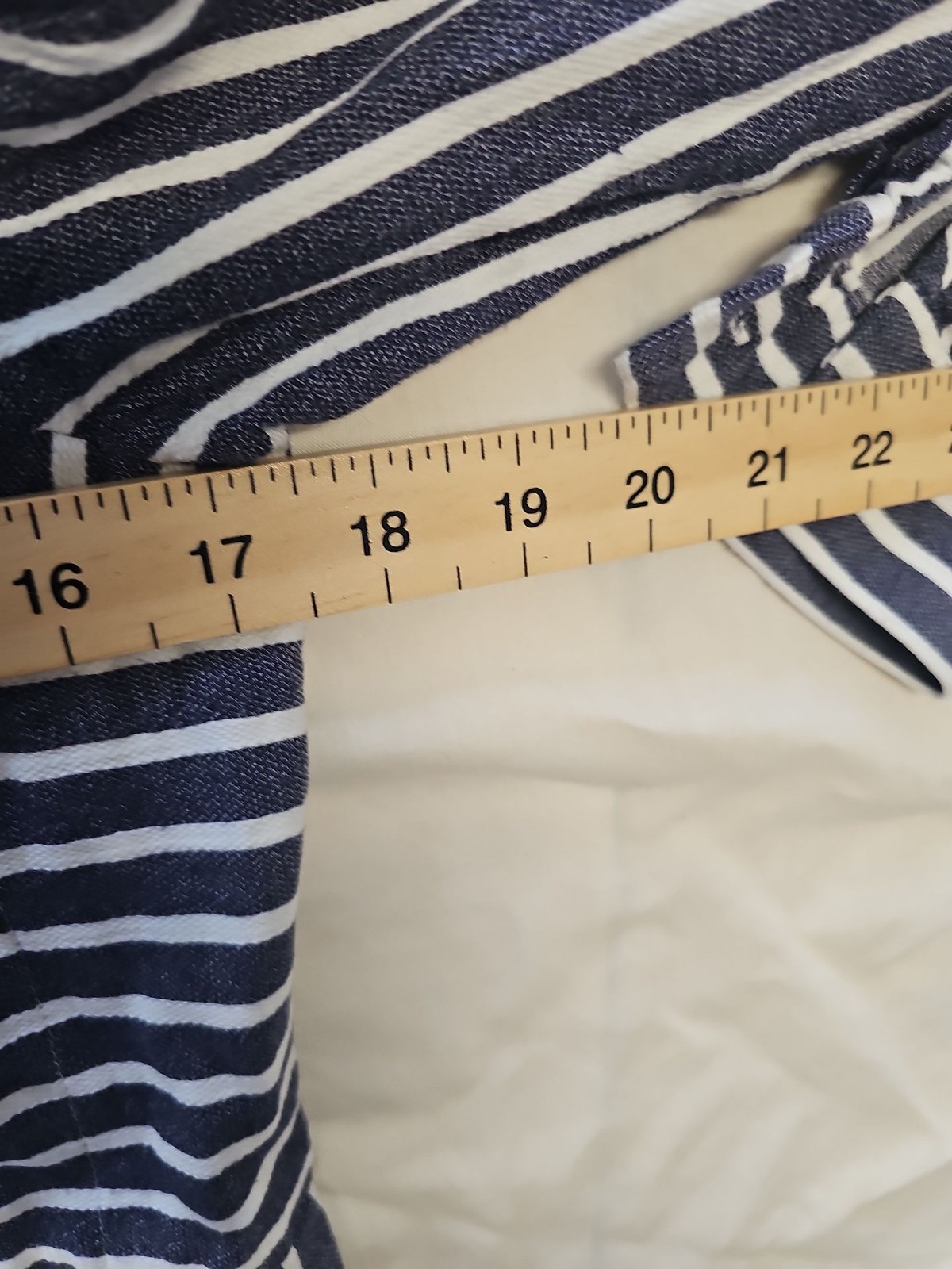 Next Navy and White Striped Long-Sleeve Shirt with Pocket Details size10 HH203 image 5