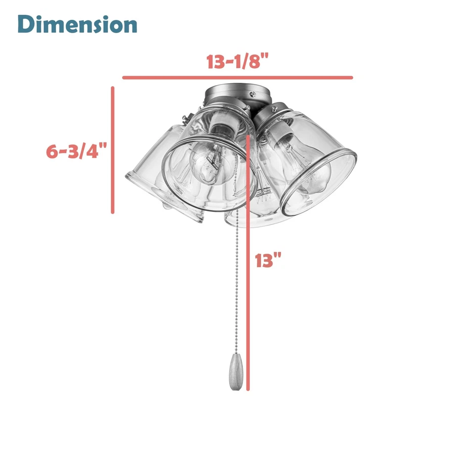 22018-1, Four-Light Ceiling Fan Light Kit with Pull Chain, Matte White Finish... - Image 4 of 4