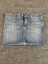 7 For All Mankind A Pocket Denim Mini Skirt Blue Size 26 Low Rise Made in USA