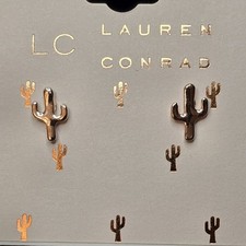 LC Lauren Conrad Earrings Cactus Stud Dainty Rose Gold Toned NWT #97