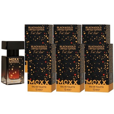 Mexx Black & Gold for Her 6 x 15 ml Eau de Toilette EDT Set Damenduft Limited Ed