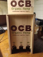 OCB Organic Hemp Rolling Paper Display Real Wood