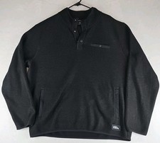 Eddie Bauer Men's Sweater Fleece XL Pullover H. Black Henley Outdoors EB006411