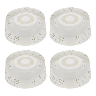 4pcs Electric Guitar White Volume Tone Control Knob(White-Gold Word)