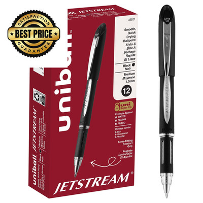 uniball Jetstream Ballpoint Pens, Medium Point 1 Count (Pack of 12), Black 