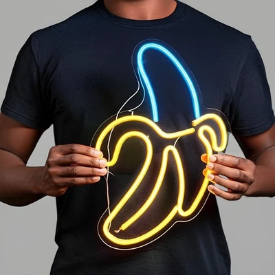 Banane LED Néon Panneau Lumière Déco USB Dimmable Cuisine Café Fête Rétro Fun - Photo 1/4