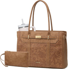 LOVEVOOK Laptop Tote Bag for Women, 2-in-1 Work Teacher Bags with Large Cup Hold
