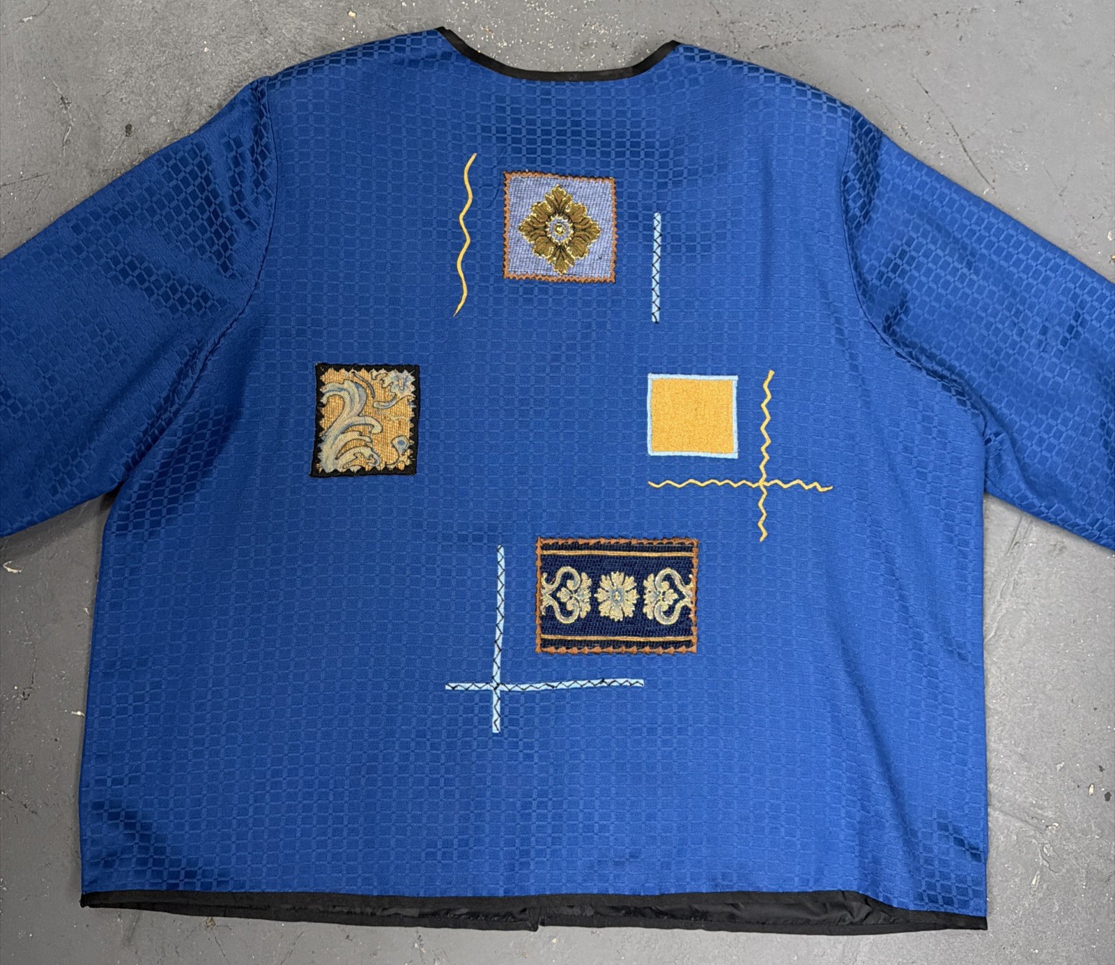 Embroidered Patchwork Jacket 2X Royal Blue Boho A… - image 10