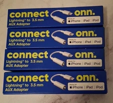Connect Onn 3.5mm AUX Adapter For Apple Lot Of 4 New