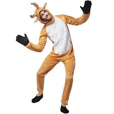 Unisex Kostüm Rentier Reh Elch Tier Overall Kleid Hirsch Karneval Fasching braun