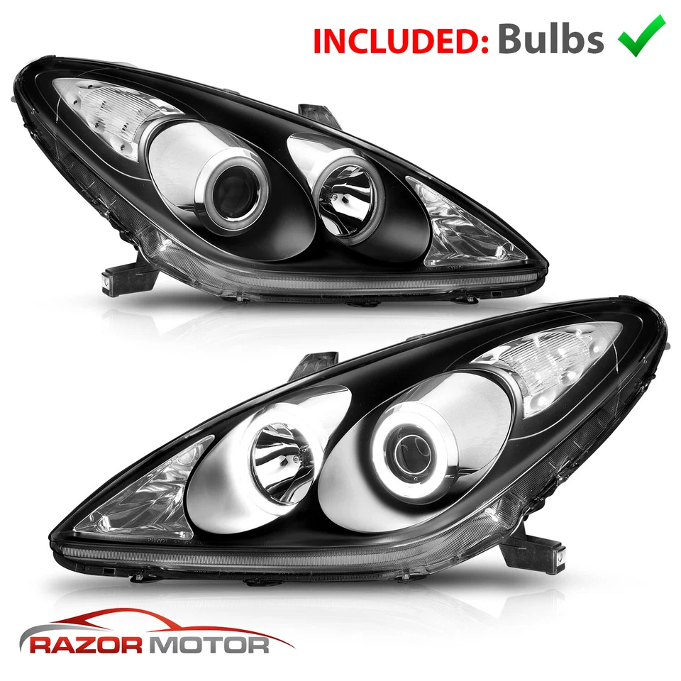[LED Halo Ring]For 2002 2003 Lexus ES300/04 ES330 Black Projector Headlights Foto 3 de 4