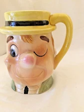 Vintage Decorative Stein Coffee Tea Mug Planter Man with Hat Suit and Tie Face