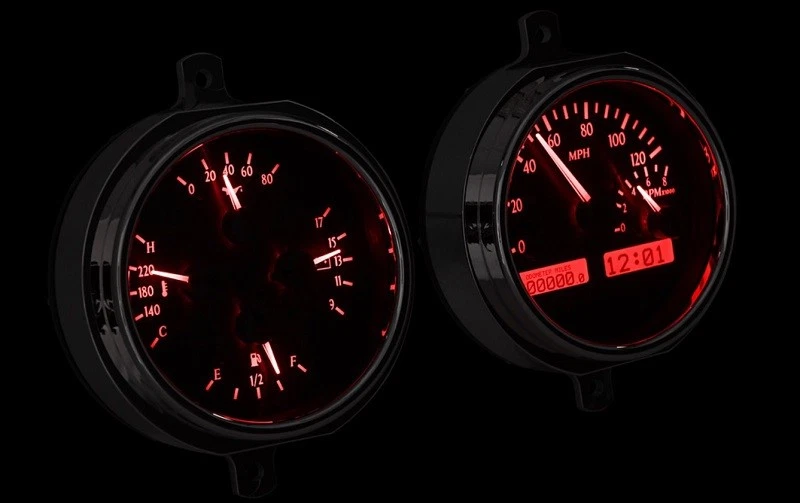 Sistema de calibre para camioneta Ford Dakota Digital 1951-52 rojo plateado VHX-51F-PU-S-R Foto 2 de 4