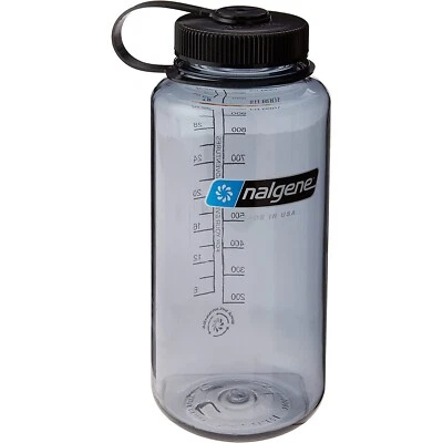 Nalgene Sustain 32oz Wide Mouth Bottle (Gray with Black Cap) Recycled Reusable