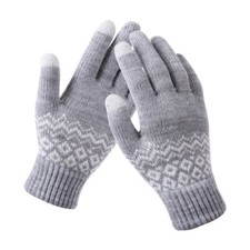 Women Winter Touchscreen Jacquard Warm Knit Soft Texting Gloves
