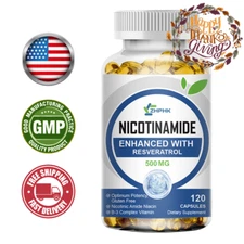 Nicotinamide Resveratrol Capsules 500MG,Anti-aging NAD Supplement 120 Capsules