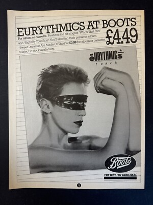 EURYTHMICS - TOUCH - BOOTS 8.5x11'' 1983 VINTAGE MAGAZINE ADVERT SH01