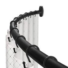 Curved Shower Curtain Rod Black Round Shower Curtain Rod 48-72 Inches Adjusta...