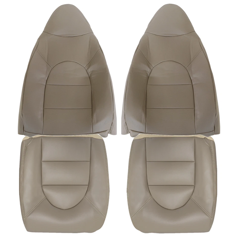 Se adapta a Ford F250 F350 Super Duty Lariat XLT 1999 2000 cuero cubierta de asiento delantero tostado Foto 2 de 4
