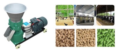 3-Heads Feed Pellet Mill Machine with 8pcs Plate 150-180kg/h Pelletizer 220V