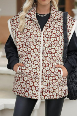 EVALESS Oversized Floral Puffer Vest Womens Size XL