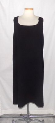 Marina Rinaldi Persona Dress Jumper Pinafore Black Jersey Sleeveless Midi L