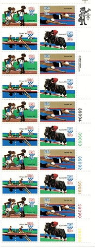 US Stamps Scott #1791-1794, "Olympic Games" Pane of 20, MNH-Tagged