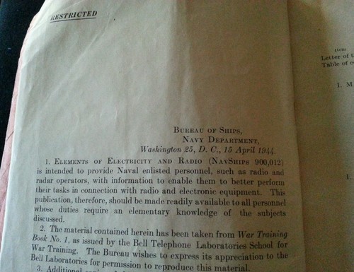 1st Ed. WWII 1944 US Navy Elements of Electricity and Radio Ships Book - Picture 3 of 5