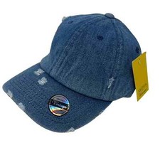 NWT Kids Distressed Blue Denim Baseball Hat Cap Low Profile Adjustable Cotton
