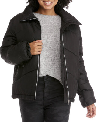 ME JANE Junior Womens Puffer Jacket Long Lasting Warmth Pockets Black Medium NEW