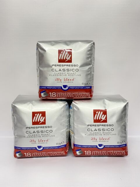 Illy IperEspresso Classico Lungo Coffee Capsules (3 Packs of 18) BB 03/2022