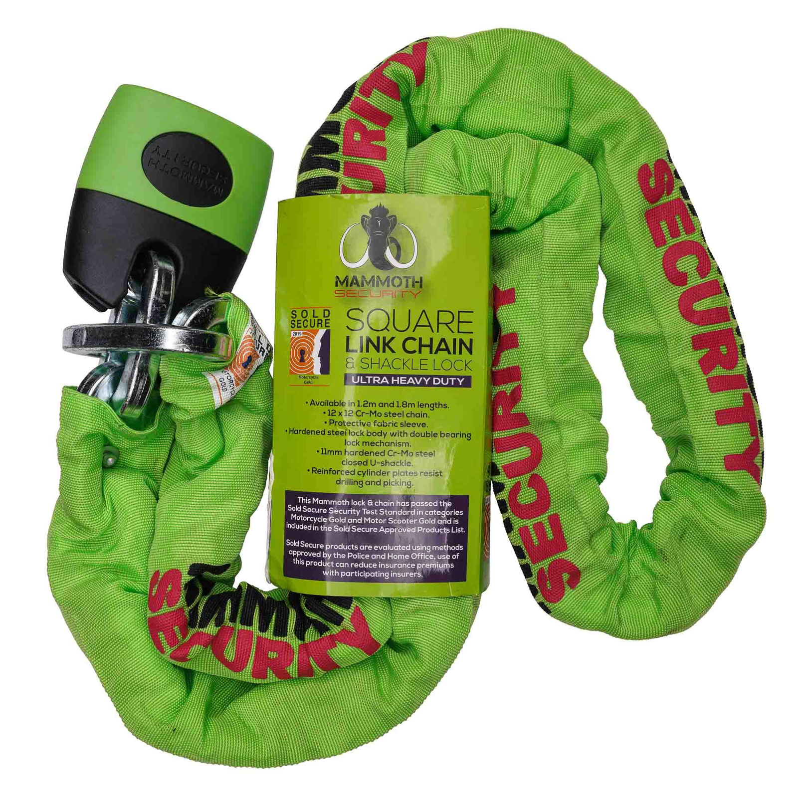 Bike-It Mammoth Motorcycle/Bike Lock And Chain - 1.8 Metre