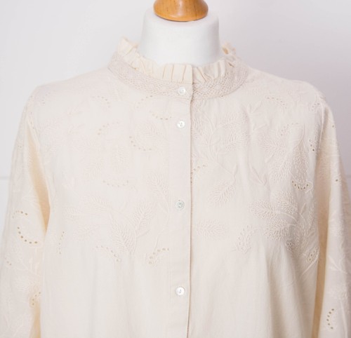 Cotton Embroidered Long sleeve Blouse Size 40 12 UK Part Two #B1 - Picture 2 of 16