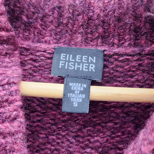 Eileen Fisher Women's Burgundy Collared Merino Wool Blend Sweater Sz S - Picture 2 of 5