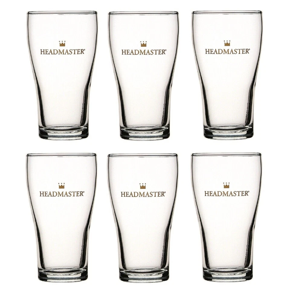 Crown Nucleated Headmaster Beer Conical Glasses 425ml | Set of 6