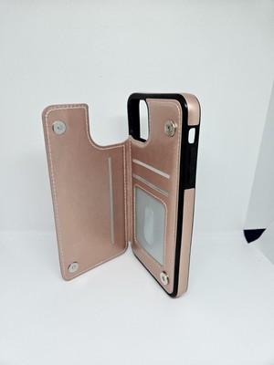 ot onetop wallet case compatible with iphone 11pro max rose gold shockproof