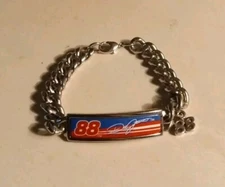 Vintage Speidel Sun Time Dale Jarrett #88 Silver Tone Curb Link Bracelet 7"