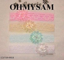 12 NEW PASTEL COLOR GIRL NEWBORN HEADBAND 3/4 INCH WIDE / FLOWER DES 1 1/2 "