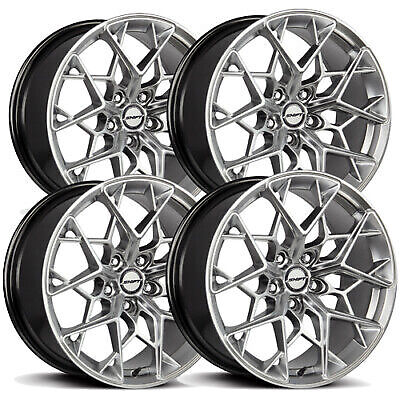 Set of 4) Shift H35 Piston 18x8.5 5x108 +35mm Silver Wheels Rims