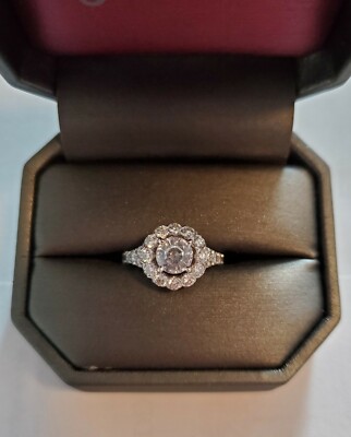 Shane Co Halo Engagement Ring Accent Side Diamonds with SAPPHIRE