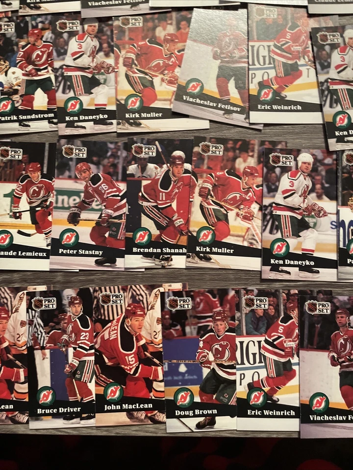 Lote de 50+ cartas del equipo Pro Set New Jersey Devils 1991-92 Foto 4 de 4