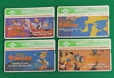 Serie 4 schede telefoniche usate Walt Disney Pinocchio come foto
